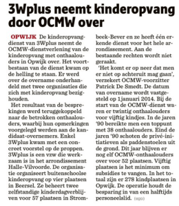 20130709 het nieuwsblad - overname kinderopvang door 3w+